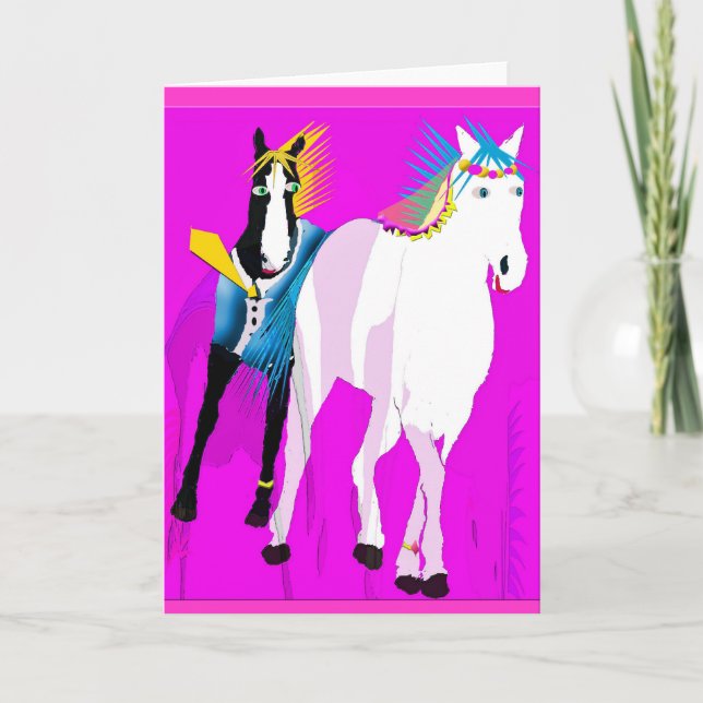Just Married - Whimsical Horse Collection Announcement (Front)