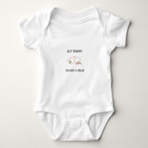 Just Married with Bride & Groom Names Baby Bodysuit