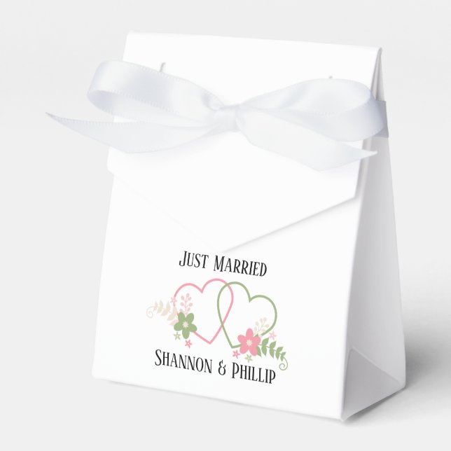Just Married with Bride & Groom Names    Favor Box (Front Side)