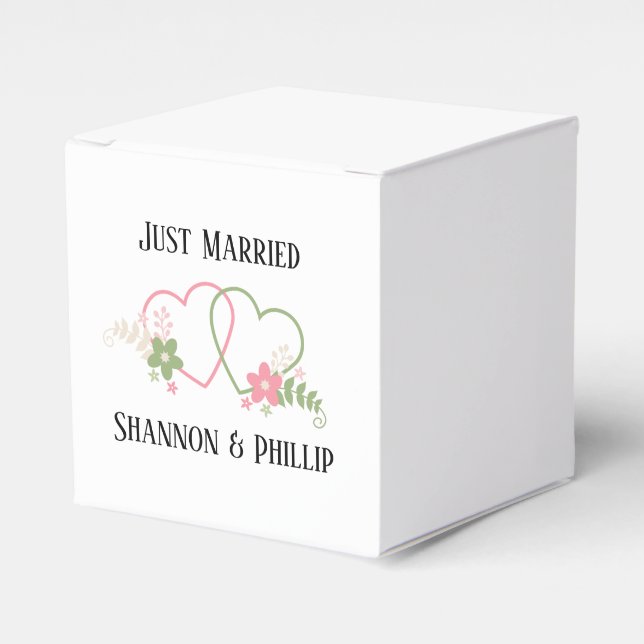 Just Married with Bride & Groom Names   Favor Box (Front Side)