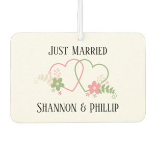 Just Married with Bride & Groom Names Wedding Date Air Freshener
