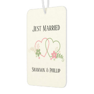 Just Married with Bride & Groom Names Wedding Date Air Freshener