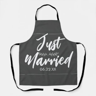 Just Married with Date Wedding Gift Cute Apron