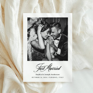 Just Married with Photo   Elegant Elopement  Announcement