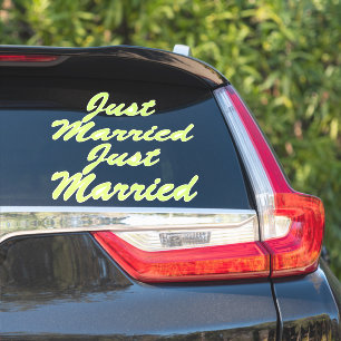 JUST MARRIED XL Car Stickers (2) - HONEYDEW YELLOW
