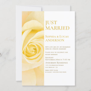 Just Married Yellow Rose Wedding Reception Invitation