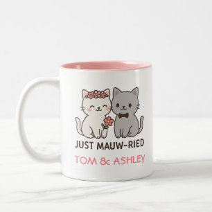 Just Mauw-ried – Cute Wedding Cats Gift Two-Tone Coffee Mug