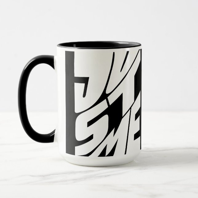 Just Me Black And White Typography Design Mug (Left)