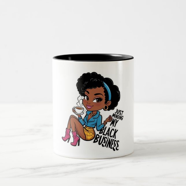 Just minding my black business Two-Tone coffee mug (Center)