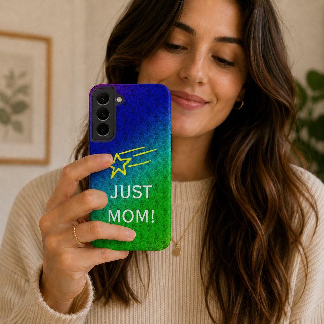 Just Mom flower Pattern Green Blue Samsung Galaxy S22+ Case (Just Mom flower Pattern Green Blue Samsung Galaxy Case)