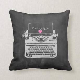 Just my Type/Fun Cute Cool Vintage Typewriter Gift Throw Pillow