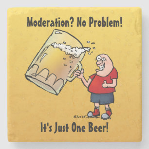 Just One BIG Beer Guy Cartoon Stone Coasters