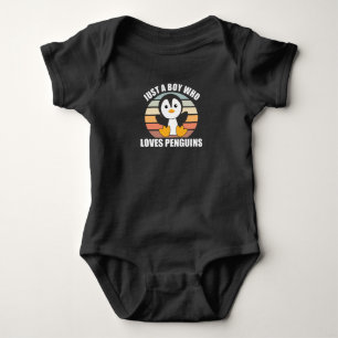 Just One boy Who Loves Penguins - Cute Penguin Baby Bodysuit