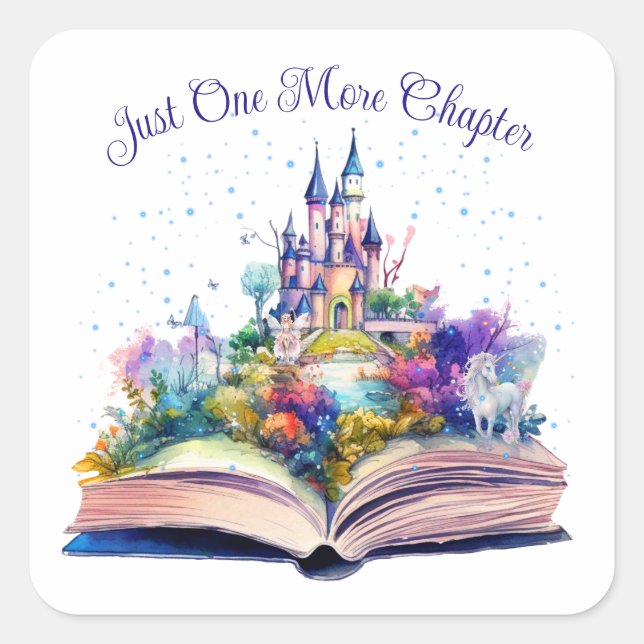 Just One More Chapter- Book Lover  Square Sticker (Front)