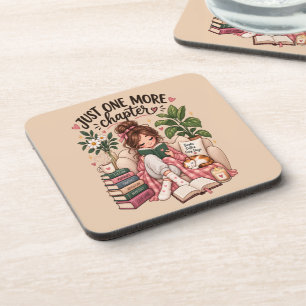 Just One More Chapter – Cozy Book Lover Notebook Coaster