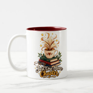 Just One More Chapter Cozy Coffee and Books Two-Tone Coffee Mug
