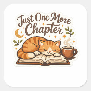 Just One More Chapter Cute Cat Reading Sticker 
