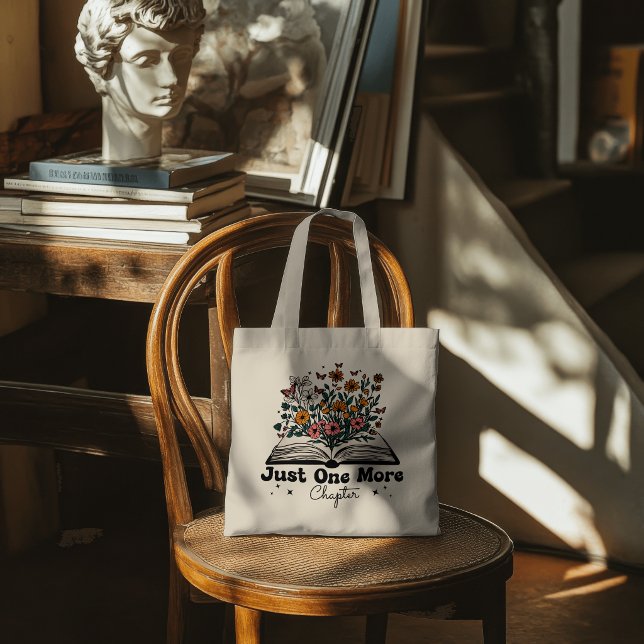 Just One More Chapter Floral Book Tote Bag (Creator Uploaded)