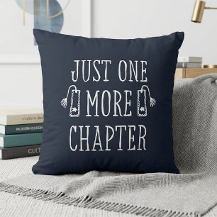 Just One More Chapter Navy Blue Book Lover Throw Pillow