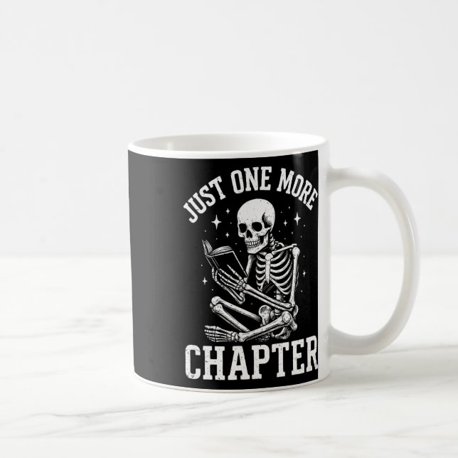 Just One More Chapter Skeleton Reader Reading Book Coffee Mug (Right)