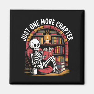 Just One More Chapter Skeleton Reading Cozy Books Magnet