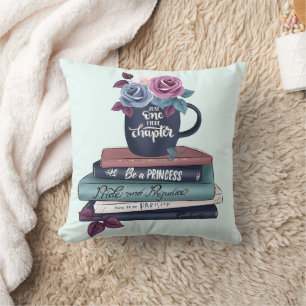 Just One More Chapter Stack of Books Throw Pillow