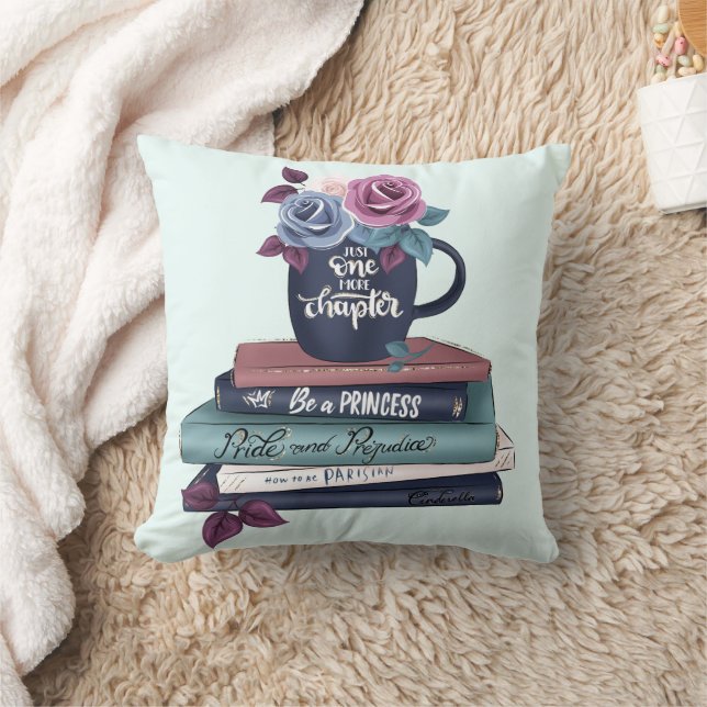 Just One More Chapter Stack of Books Throw Pillow (Blanket)
