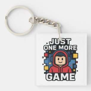 Just One More Game Gamer Sticker Keychain