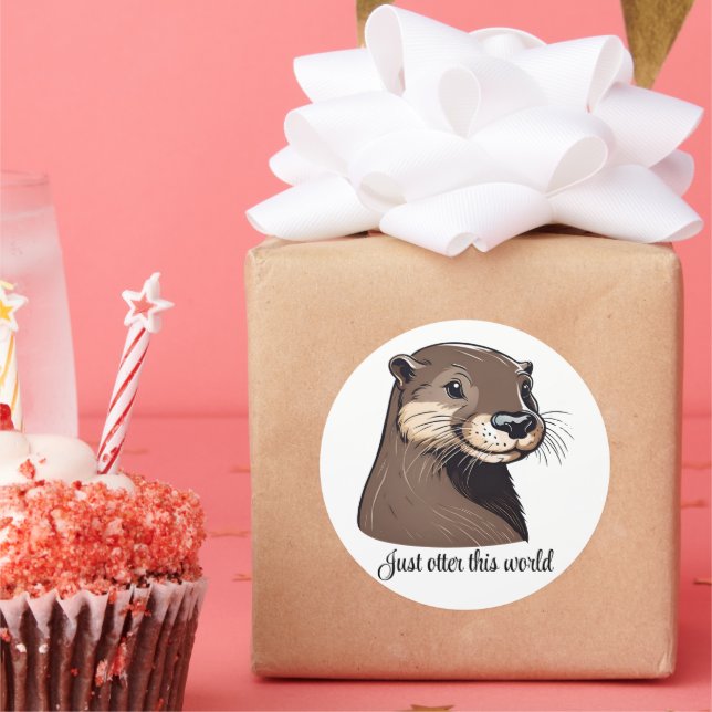 Just Otter This World Classic Round Sticker (Party)