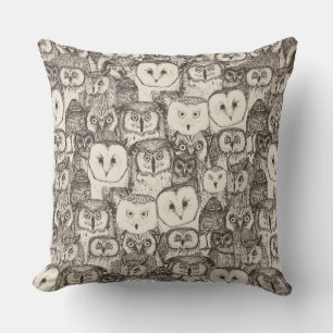 just owls natural throw pillow
