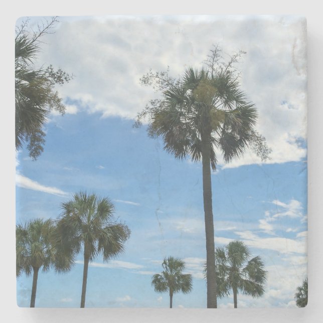 Just Palm Trees Stone Coaster (Front)