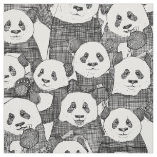 just panda bears black white fabric