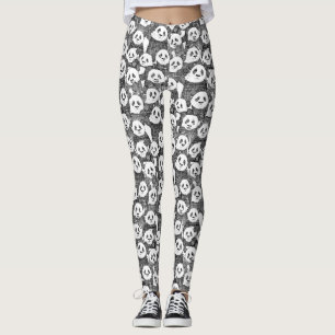 just panda bears black white leggings
