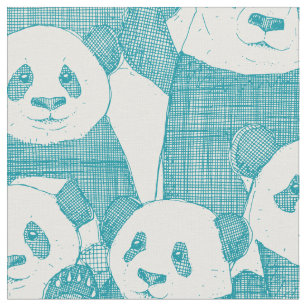 just panda bears lagoon natural fabric