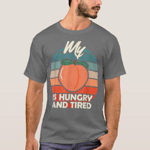 Just Peach Fruit Print Apricot Hungry and Tired  T-Shirt