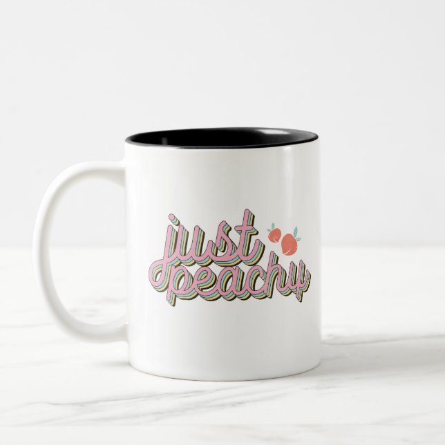 "Just Peachy" Cute Peach Two-Tone Coffee Mug (Left)
