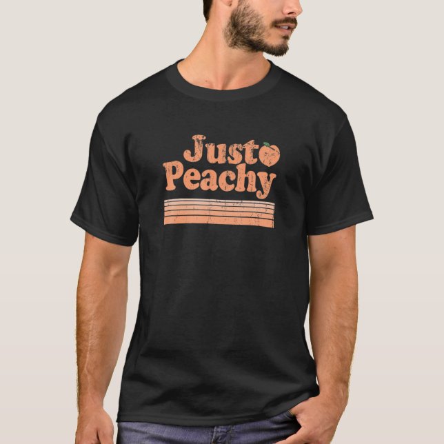 Just Peachy Retro 70S Georgia Peaches Summer Fruit T-Shirt (Front)