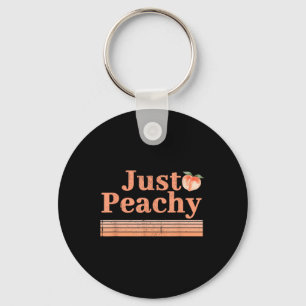 Just Peachy Summer Fruit Retro Graphic  Keychain