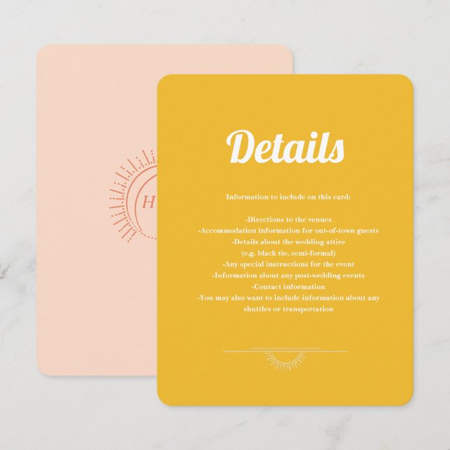 Just Peachy Wedding Eclosure Enclosure Card (Front/Back)