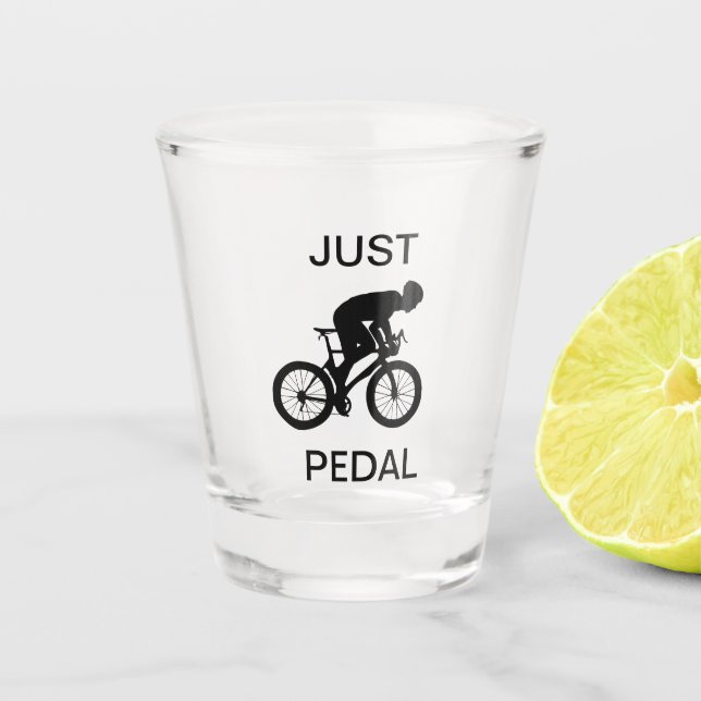 Just Pedal Shot Glass (Front)