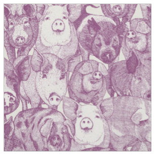 just pigs purple strong white fabric