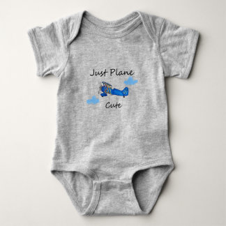Just Plane Cute Blue Airplane and Clouds Aviation Baby Bodysuit