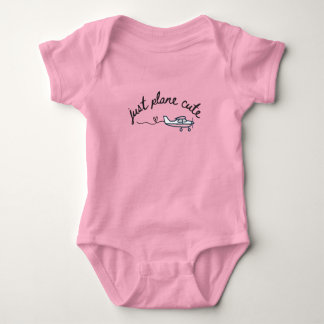 Just Plane Cute Pink Airplane and Heart Aviation Baby Bodysuit