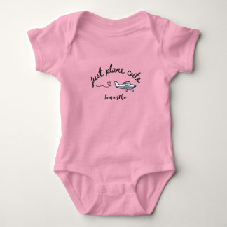 Just Plane Cute Pink Airplane Personalized Girl Baby Bodysuit