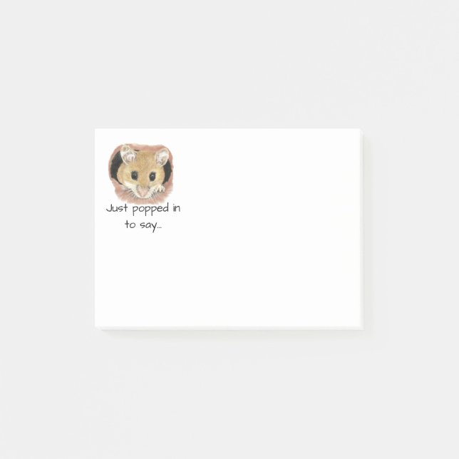 "Just Popped in to say" Quote Fun Mouse Animal Post-it Notes (Front)