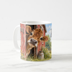 Just Popping In Cow Coffee Mug