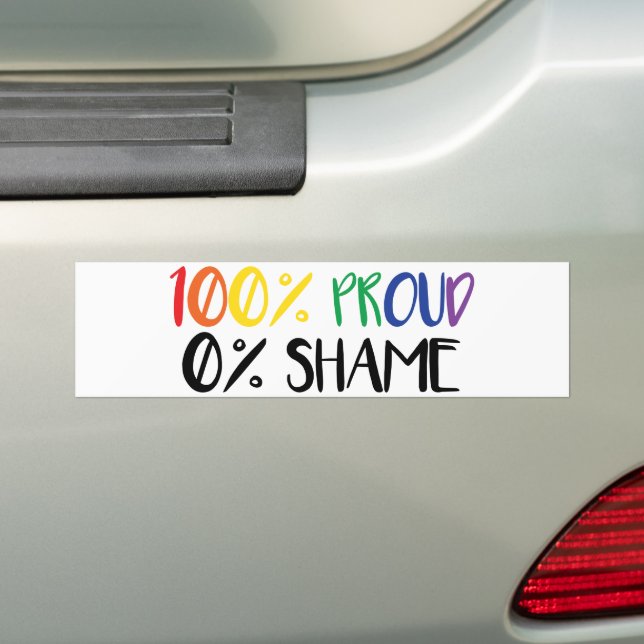 Just Pride Not Shame | Rainbow Gay Pride Bumper Sticker (On Car)