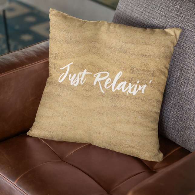 Just Relaxin' Shoreline Grass & Sand Throw Pillow (Creator Uploaded)