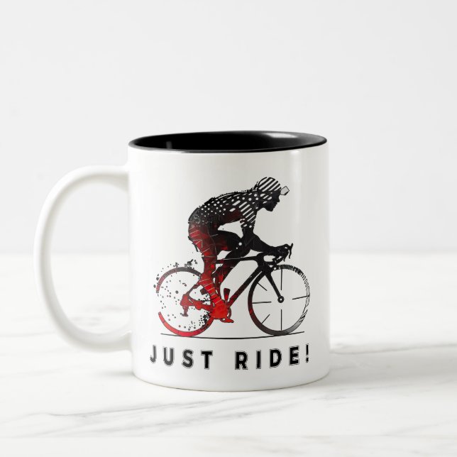 Just Ride! - A Cycling Design Two-Tone Coffee Mug (Left)
