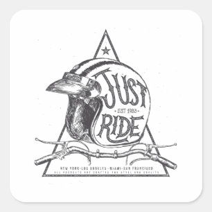 Just ride helmet with handle bar and muffler square sticker